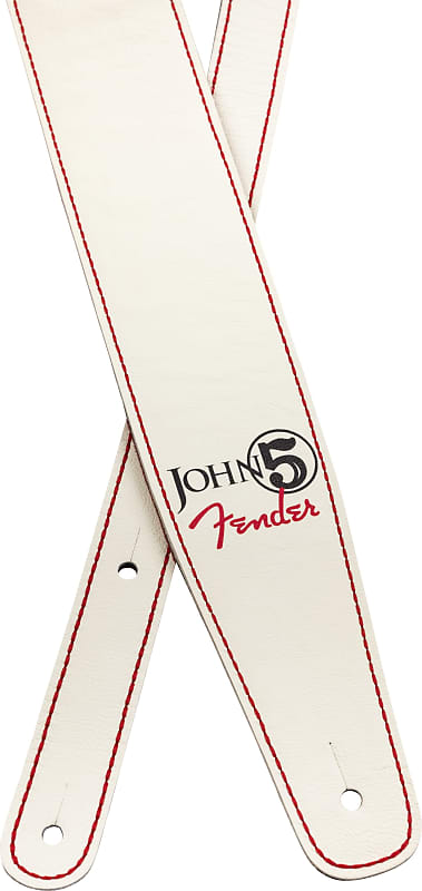 Fender John 5 Leather Strap White & Red