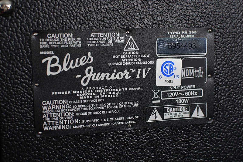 Fender Blues Junior IV 1x12 Tube Combo Black Tolex